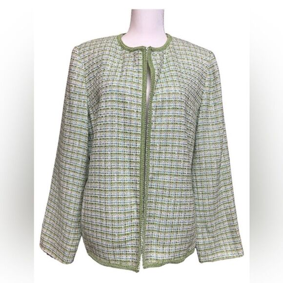 Sag Harbor Vintage early 2000s women green tweed blazer - Picture 1 of 8